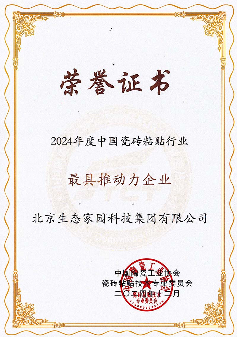2024年度瓷砖粘贴行业最具推动力企业